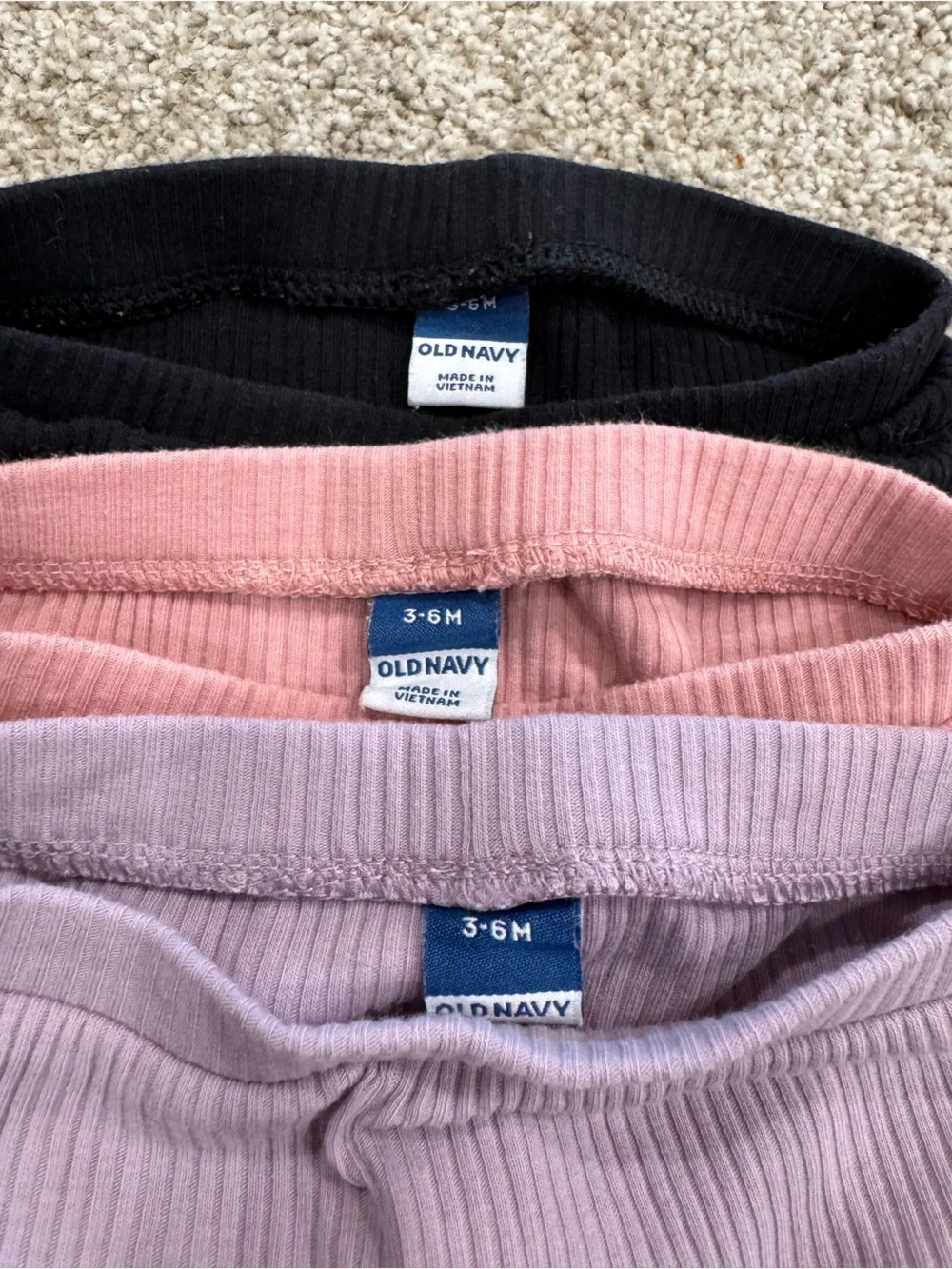 Old Navy Ribbed Flare Leggings Trio - Pink, Black & Lavender